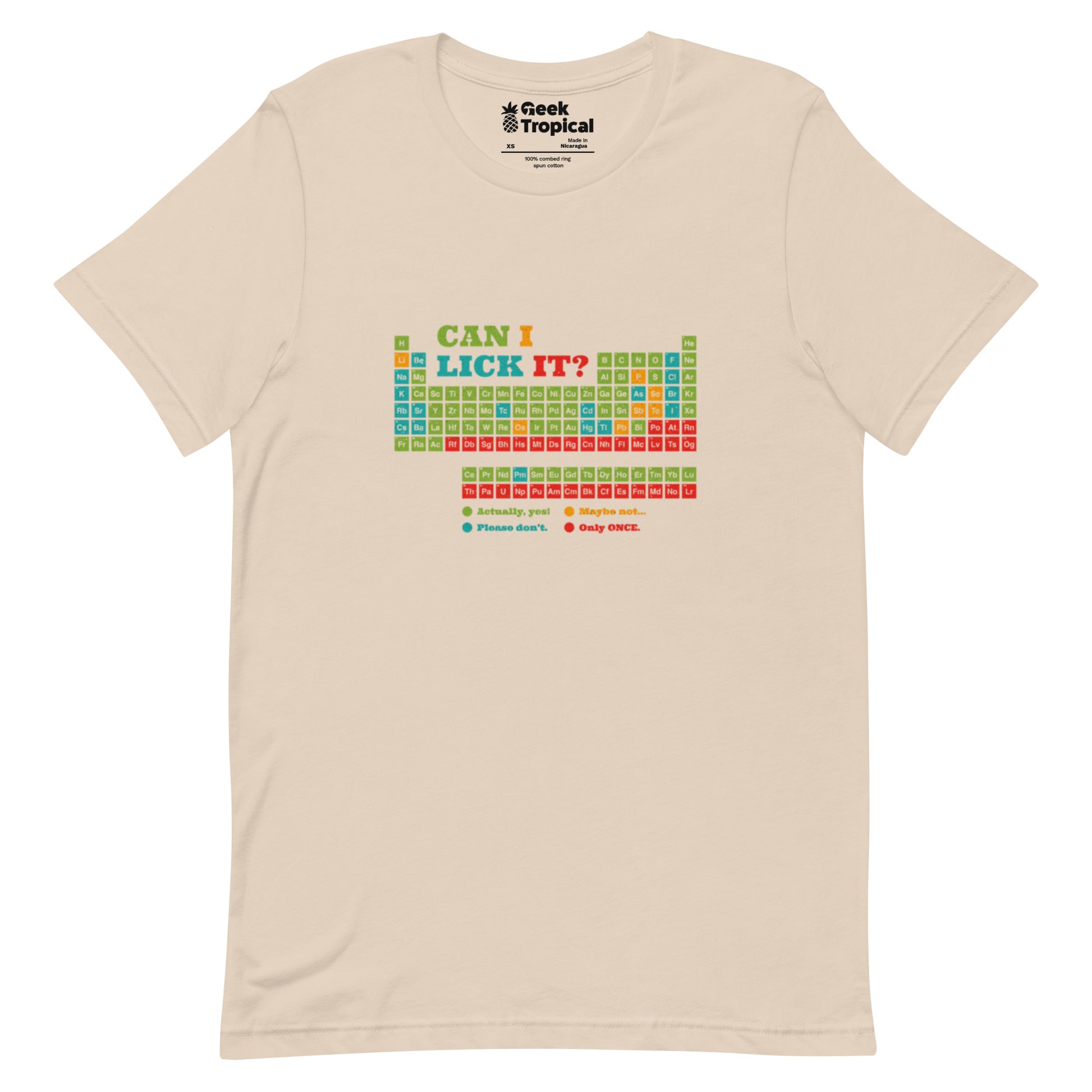 Can I Lick It Periodic Table T-Shirt Geek Nerd Design by Tobe Fonseca FLOW DESC WRITING Funny Prints