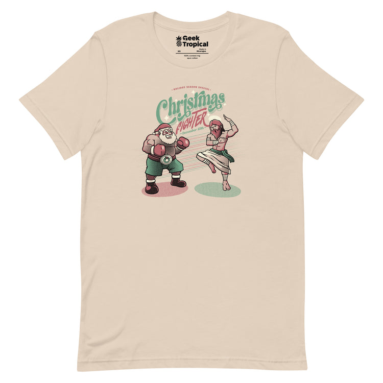 Holidays Fighting Jesus X Santa Claus T-Shirt Geek Nerd Advertise to Meta Christmas Print Design by Tobe Fonseca