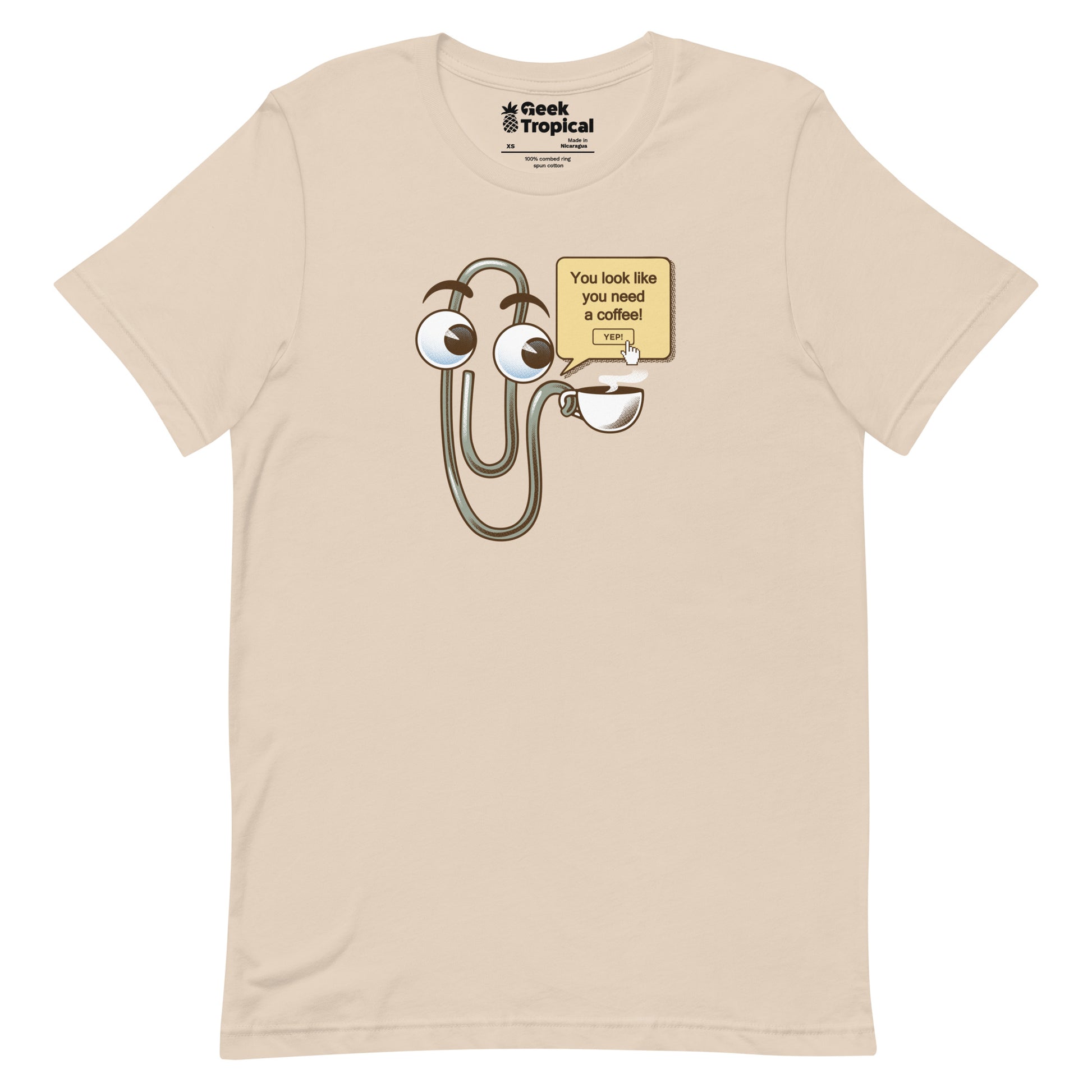 You Look Like You Need a Coffee T-Shirt Geek Nerd Advertise to Meta computer print Design by Tobe Fonseca