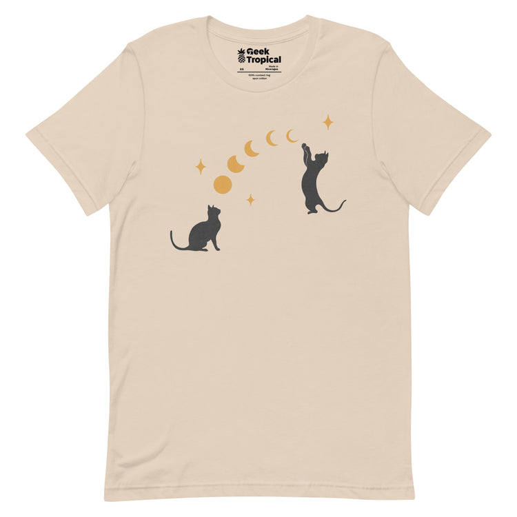 Cat And Moon T-Shirt Geek Nerd Advertise to Meta Animal Patterns Design by Episodic Drawing