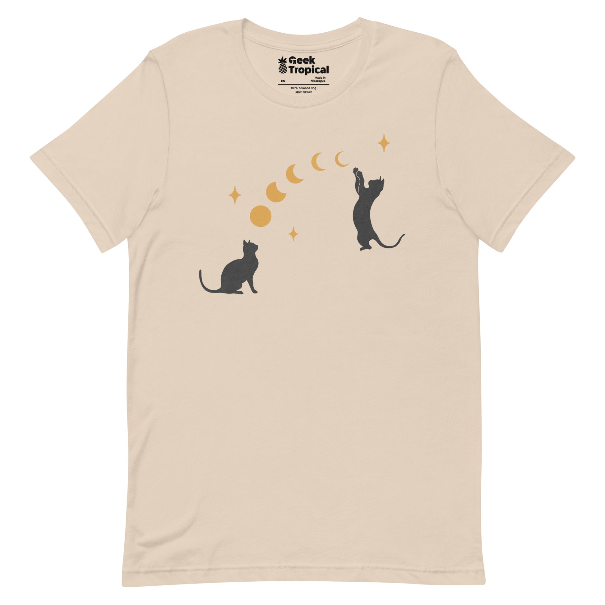 Cat And Moon T-Shirt Geek Nerd Advertise to Meta Animal Patterns Design by Episodic Drawing