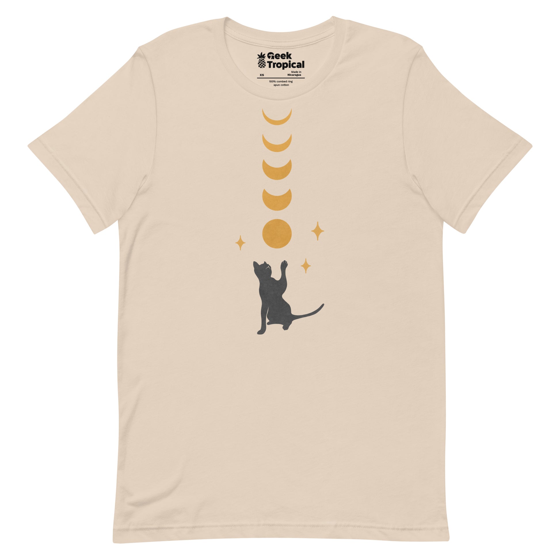 Cat And Moon 2 T-Shirt Geek Nerd Advertise to Meta Animal Patterns Design by Episodic Drawing