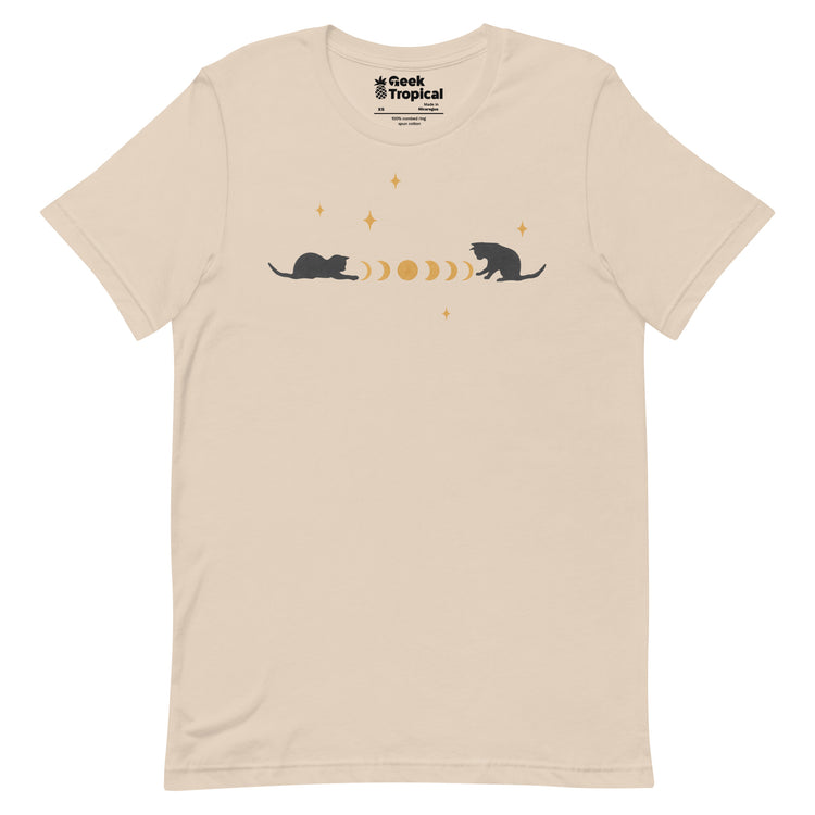 Cat And Moon 3 T-Shirt Geek Nerd Advertise to Meta Animal Patterns Design by Episodic Drawing