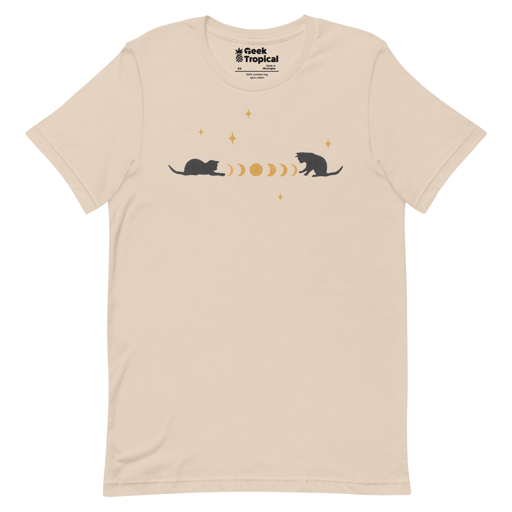 Cat And Moon 3 T-Shirt Geek Nerd Advertise to Meta Animal Patterns Design by Episodic Drawing