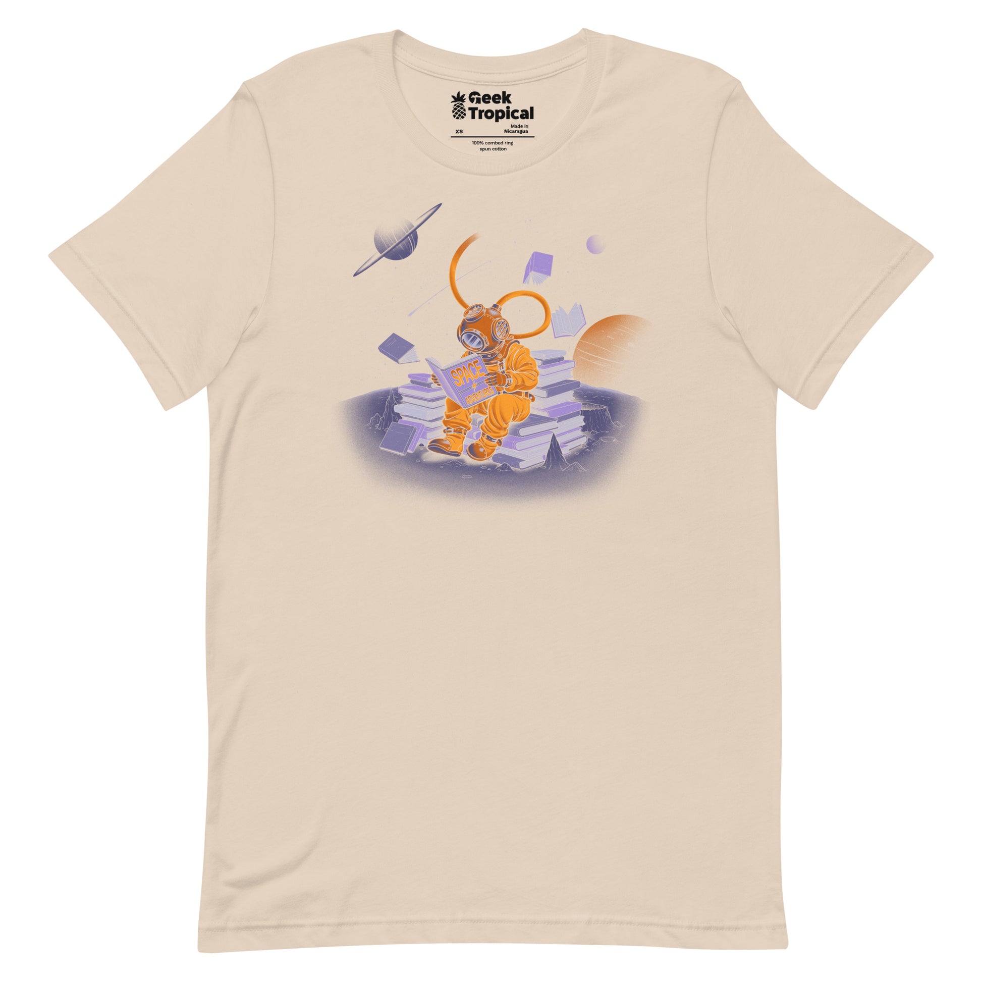 A Reader Lives A Thousand Lives - Diving Dress Space Adventures T-Shirt Geek Nerd Advertise to Meta Book Prints Design by Tobe Fonseca