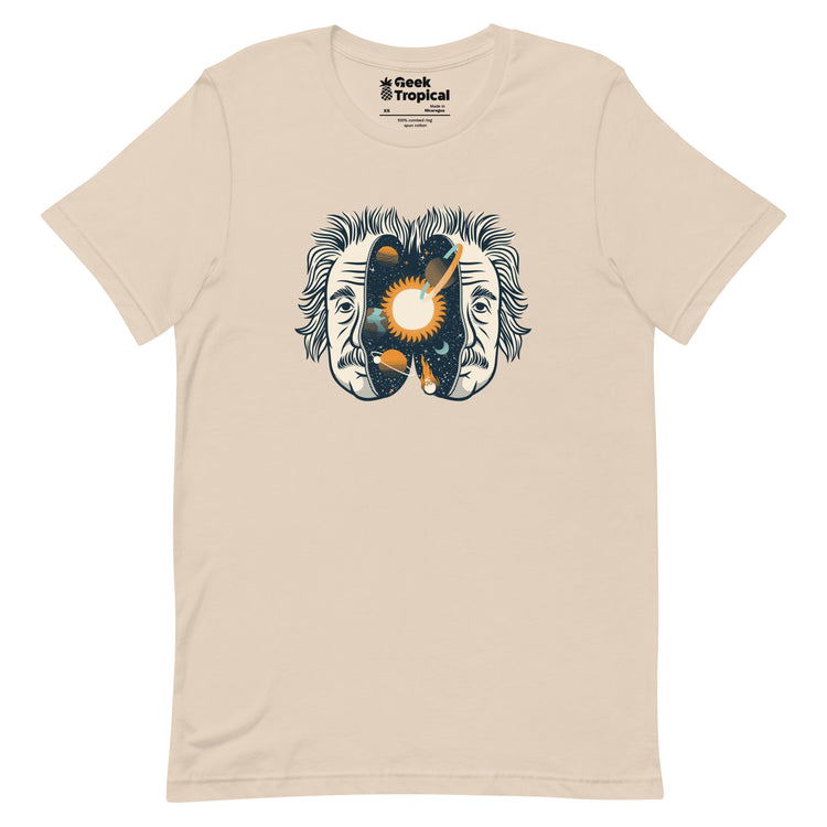 Albert Einstein Head Universe Physics T-Shirt Geek Nerd Advertise to Meta Design by Tobe Fonseca FLOW DESC WRITING