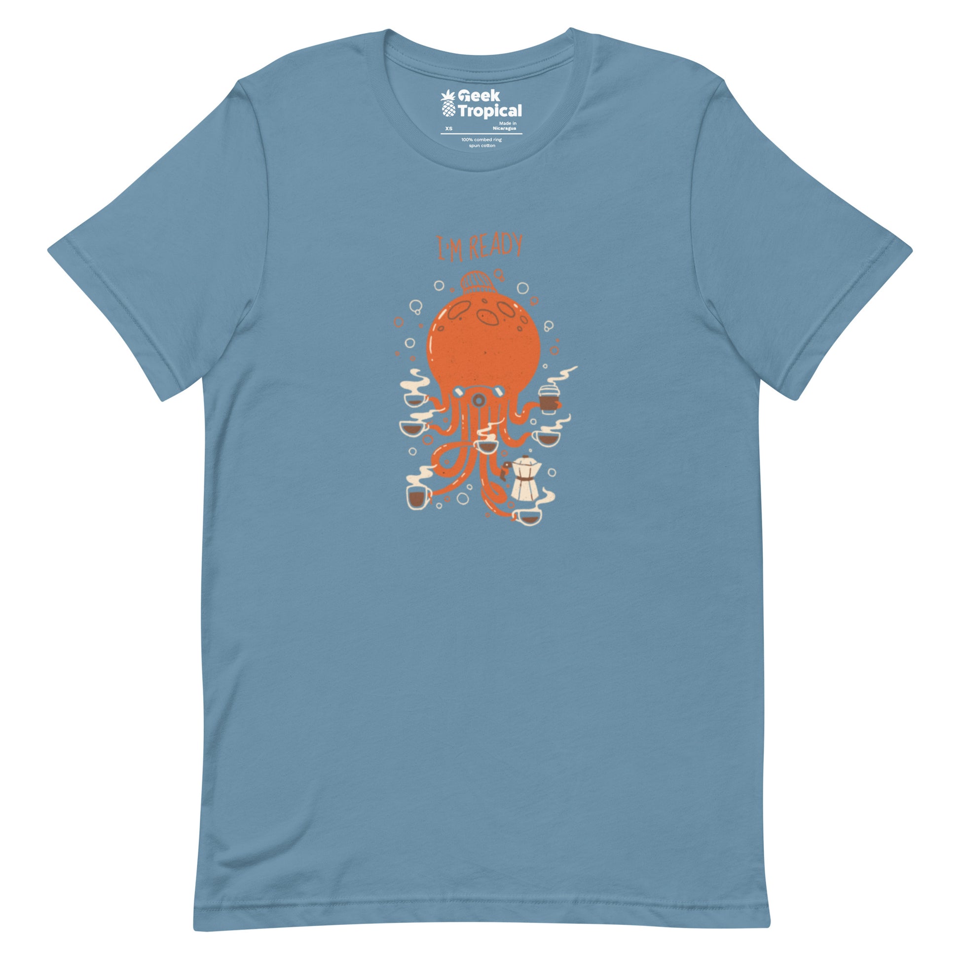Octopus 8 Coffees Ready T-Shirt Geek Nerd Animal Patterns Design by Tobe Fonseca FLOW DESC WRITING