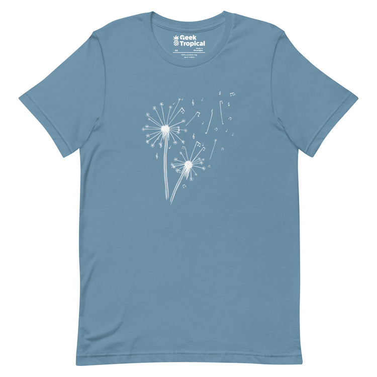 Dandelion Musical Notes T-Shirt Geek Nerd Botany Print Design by Tobe Fonseca FLOW DESC WRITING