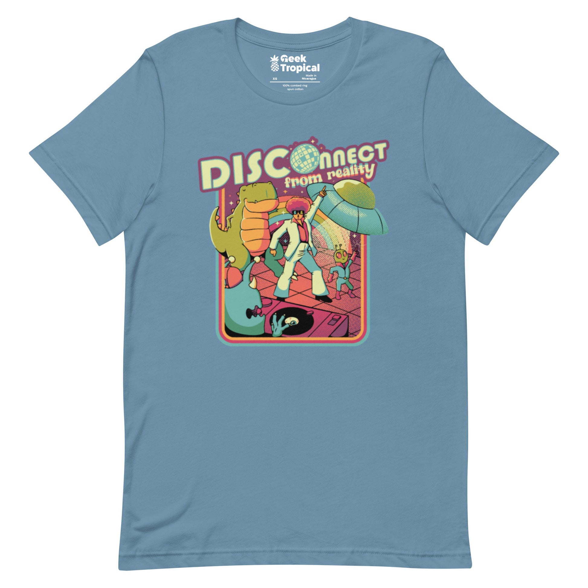 Disco - nnected From Reality T-Shirt Geek Nerd Design by Tobe Fonseca dinosaur print FLOW DESC WRITING
