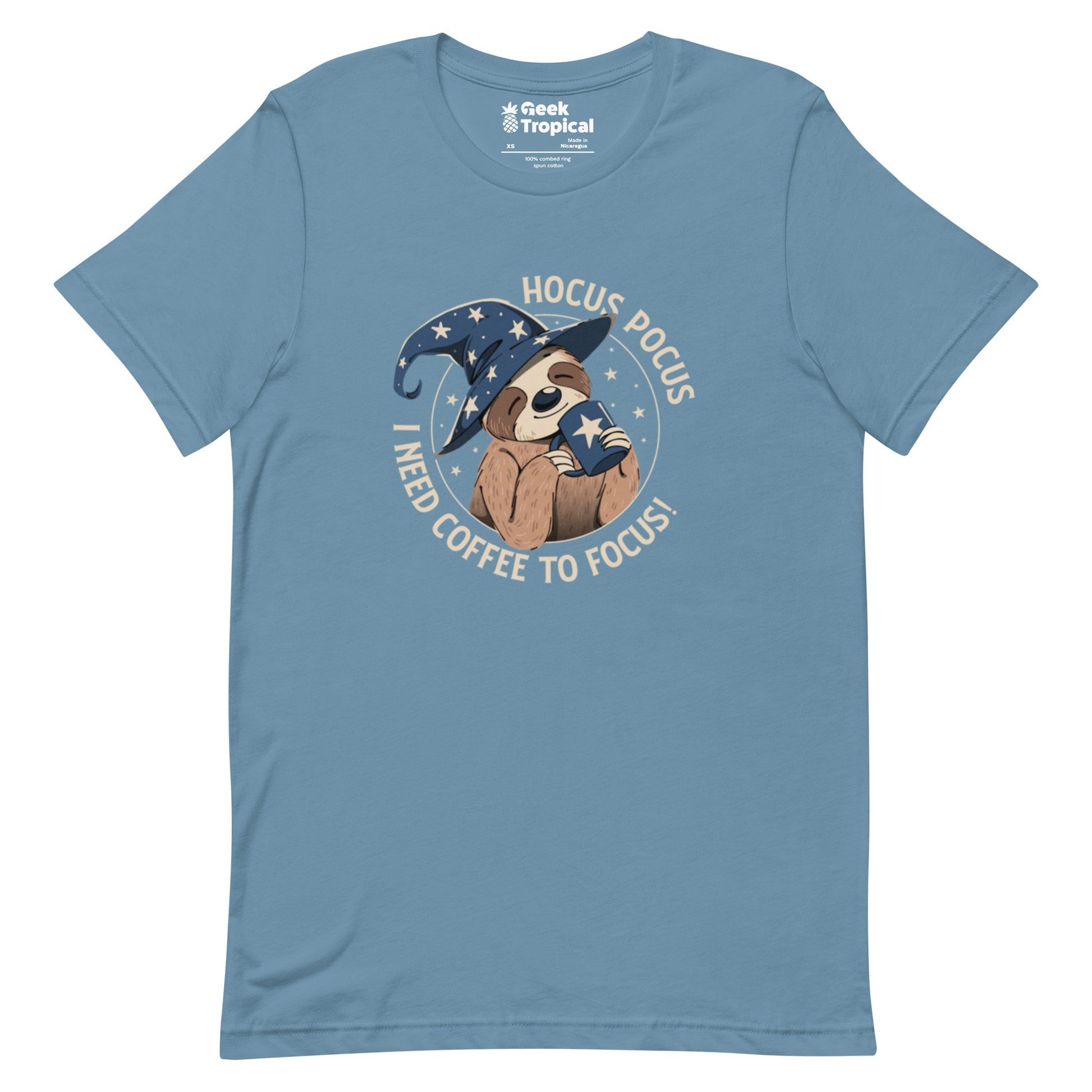 Hocus Pocus Coffee Focus Sloth T-Shirt Geek Nerd