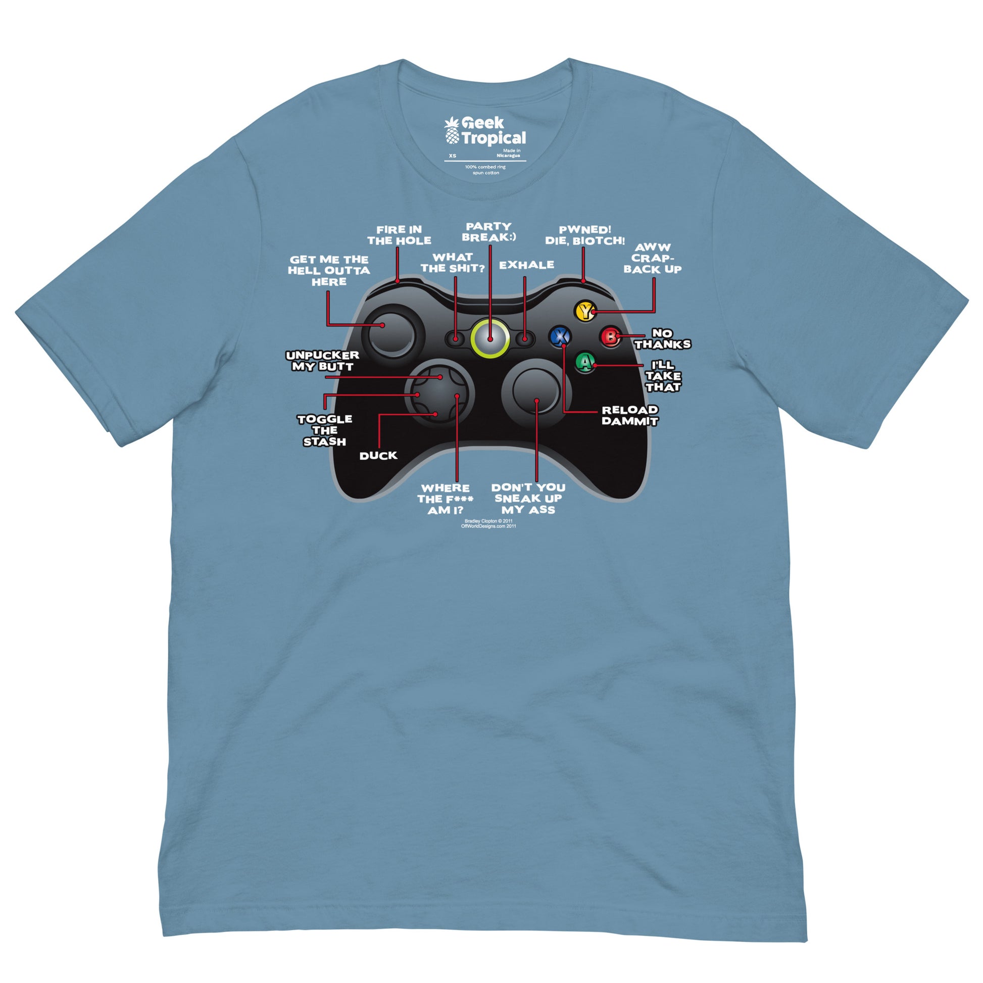 Game Controller t-shirt Geek Nerd Advertise to Meta FLOW DESC WRITING Off World Designs