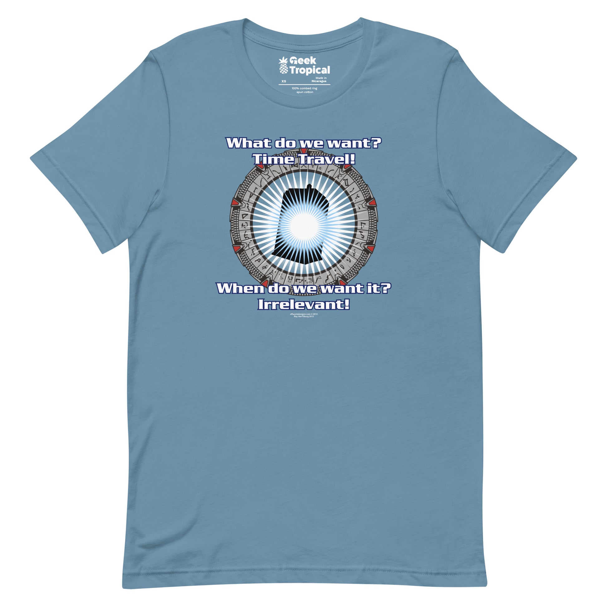 Time Travel T-shirt Geek Nerd Advertise to Meta FLOW DESC WRITING Off World Designs