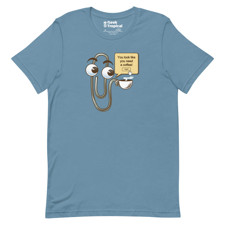 You Look Like You Need a Coffee T-Shirt Geek Nerd Advertise to Meta computer print Design by Tobe Fonseca