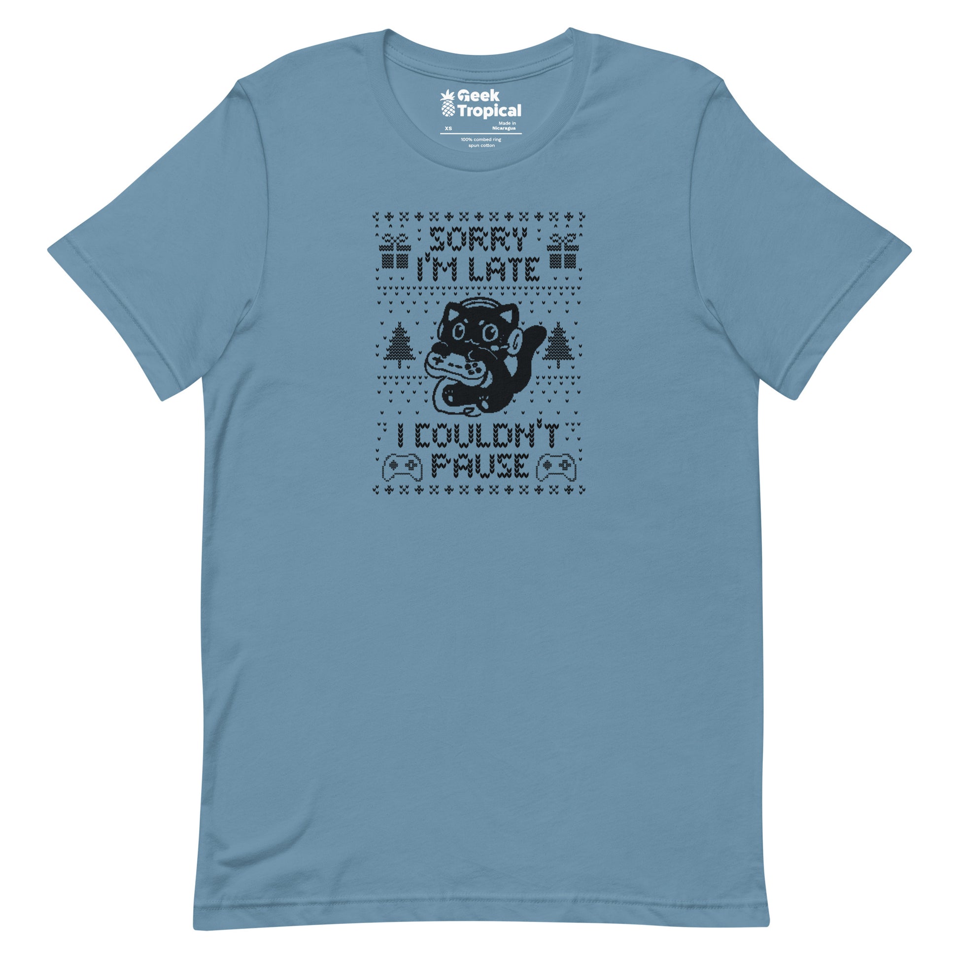 Sorry I'm Late I Couldn't Pause T-Shirt Geek Nerd Advertise to Meta Design by Tobe Fonseca FLOW DESC WRITING