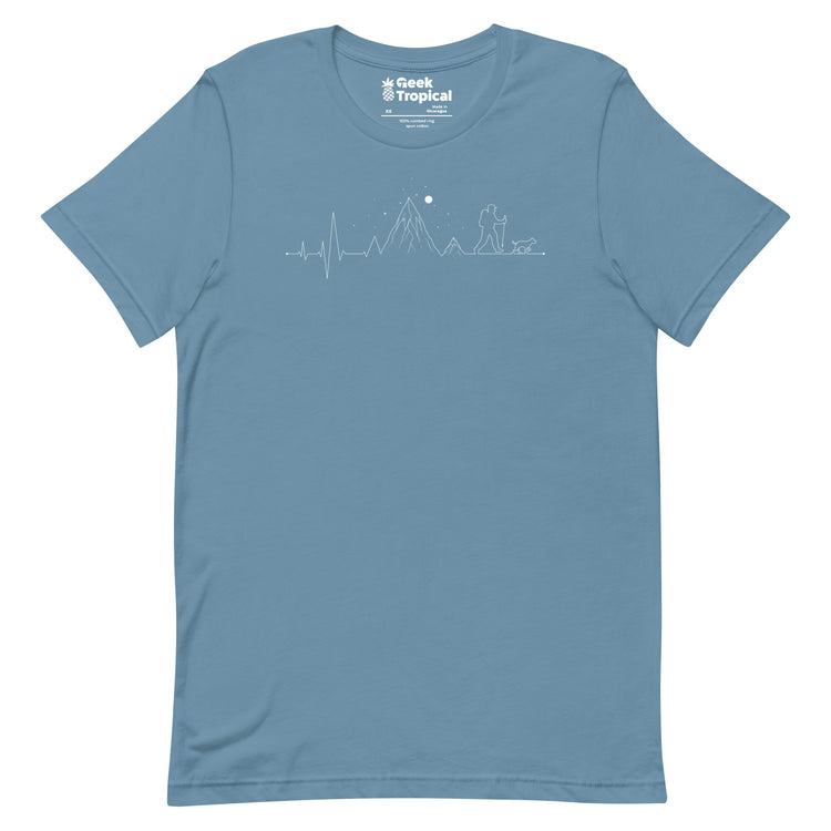 Hiking Heartbeat Mountain Lifestyle T-Shirt Geek Nerd Advertise to Meta Design by Tobe Fonseca FLOW DESC WRITING