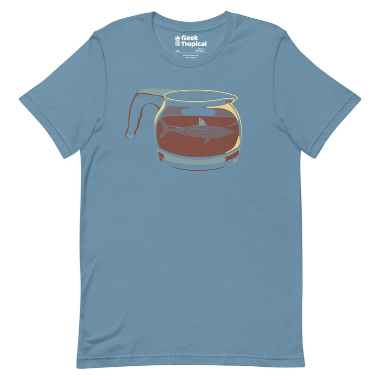 Coffee Jar Shark - Dangerous and Caffeinated T-Shirt Geek Nerd Advertise to Meta Animal Patterns Design by Tobe Fonseca