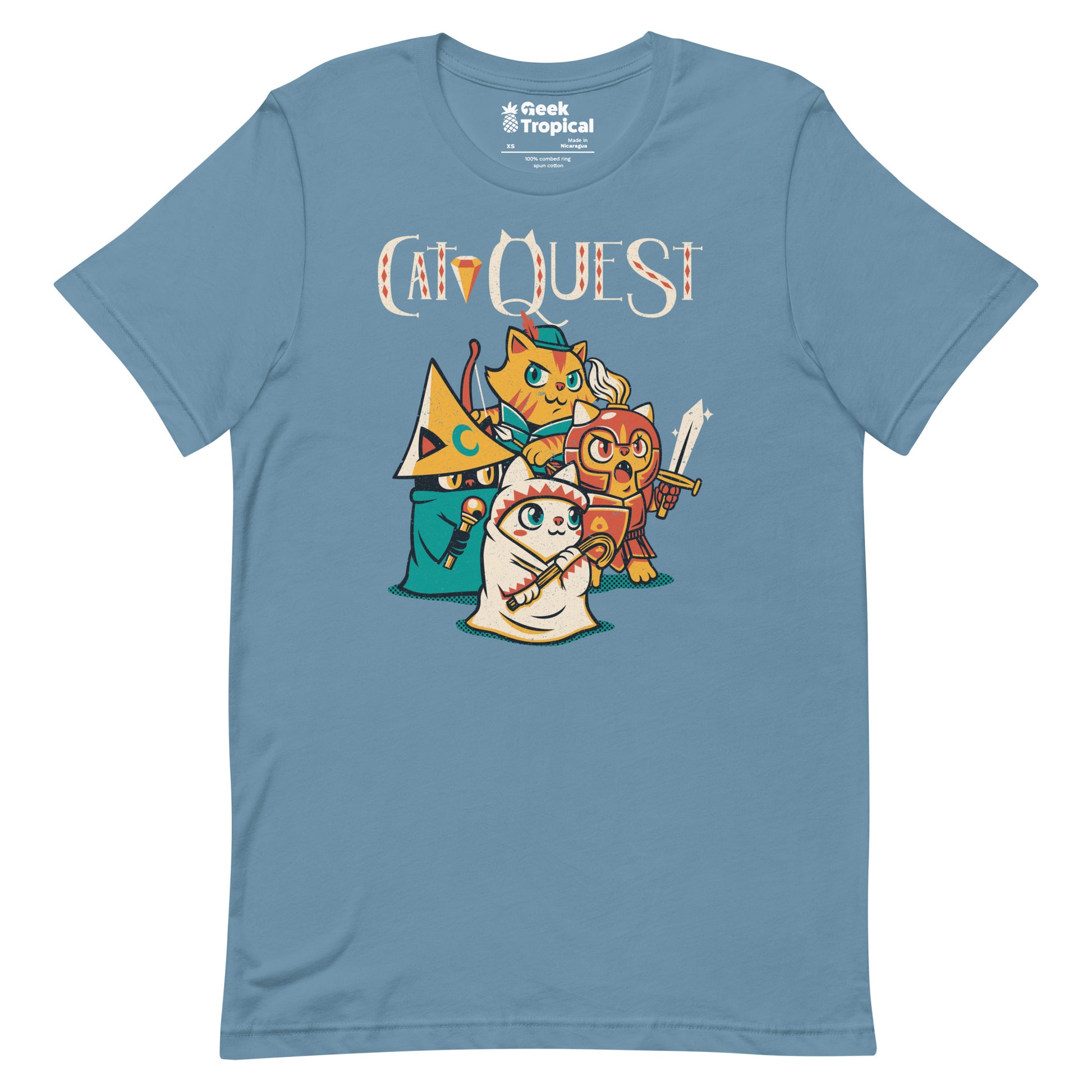 Cat Quest RPG Cats Video Game T-Shirt Geek Nerd Advertise to Meta Animal Patterns Design by Tobe Fonseca