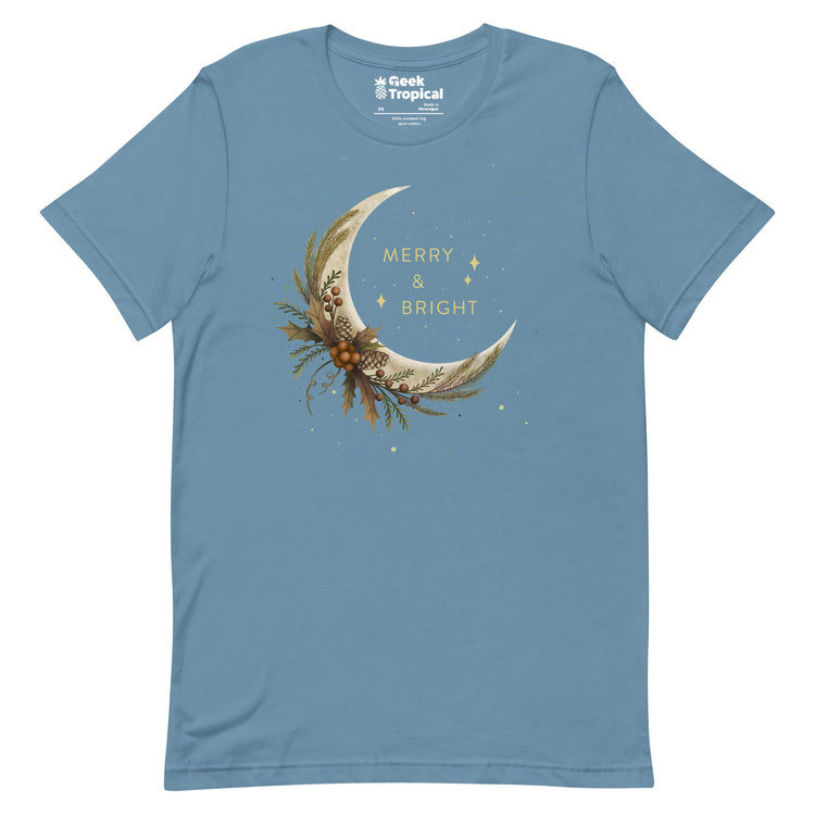 Merry And Bright T-Shirt Geek Nerd Advertise to Meta Christmas Print Design by Episodic Drawing