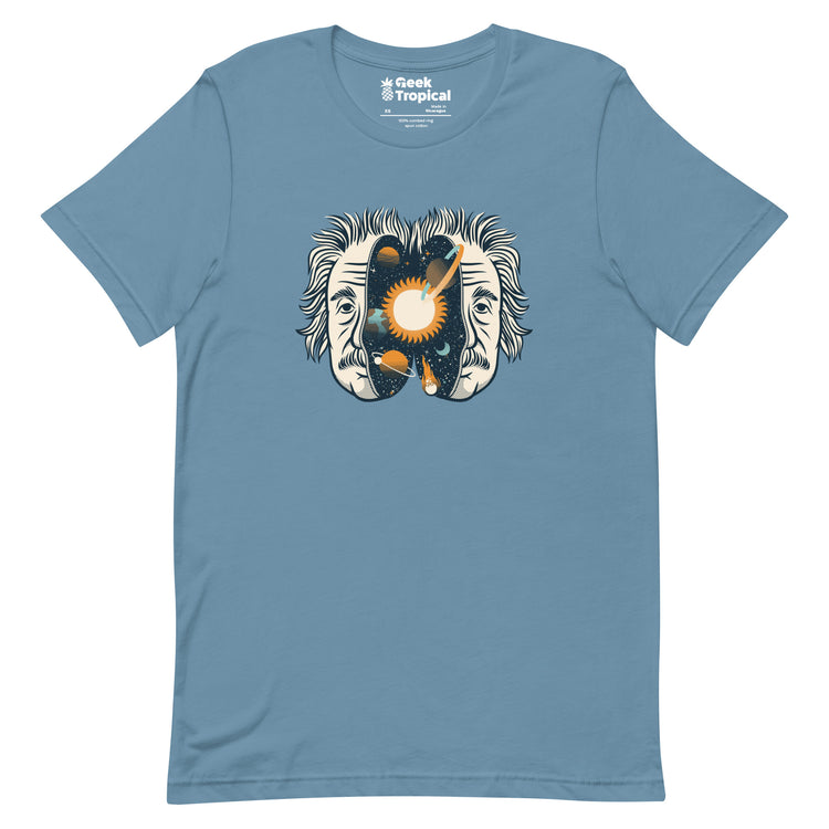 Albert Einstein Head Universe Physics T-Shirt Geek Nerd Advertise to Meta Design by Tobe Fonseca FLOW DESC WRITING