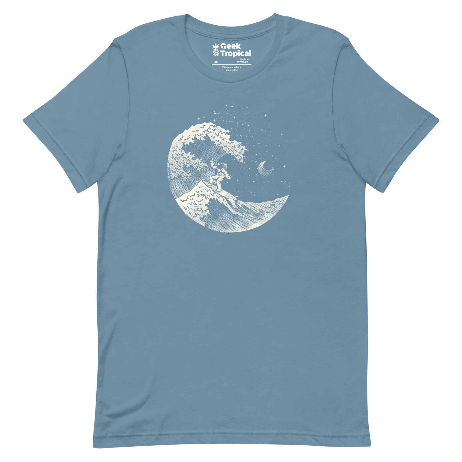 Astronaut Surfing Kanagawa Wave T-Shirt Geek Nerd Advertise to Meta Design by Tobe Fonseca Fantasy Prints