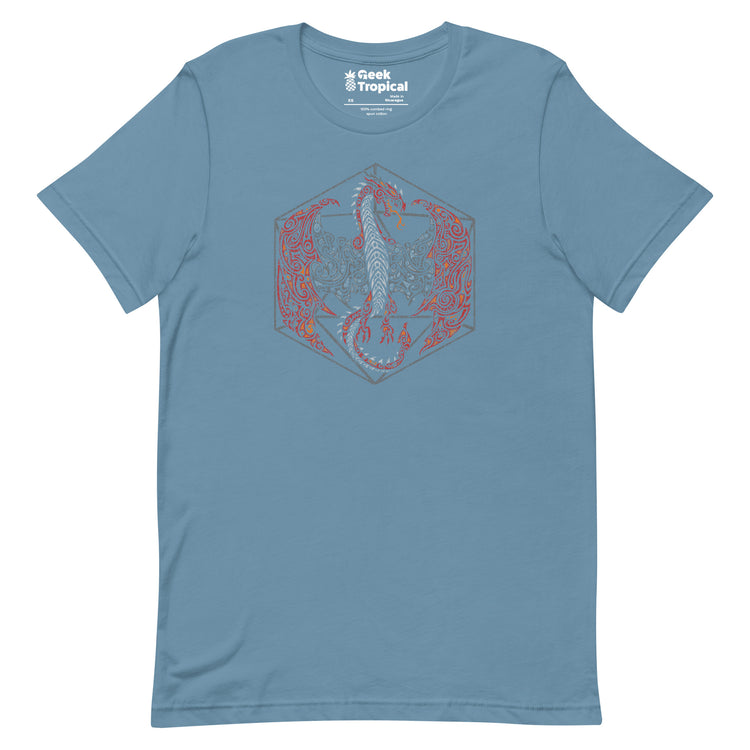 Tribal Dragon D20 T-Shirt Geek Nerd Advertise to Meta dnd & rpg print Fantasy Prints