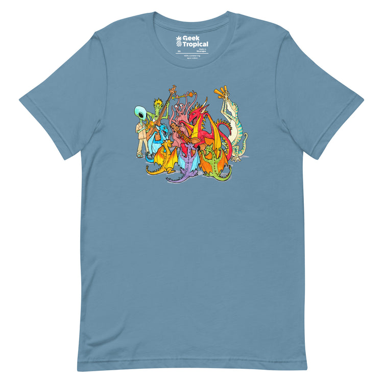 Alien Band T-Shirt Geek Nerd Advertise to Meta FLOW DESC WRITING music print
