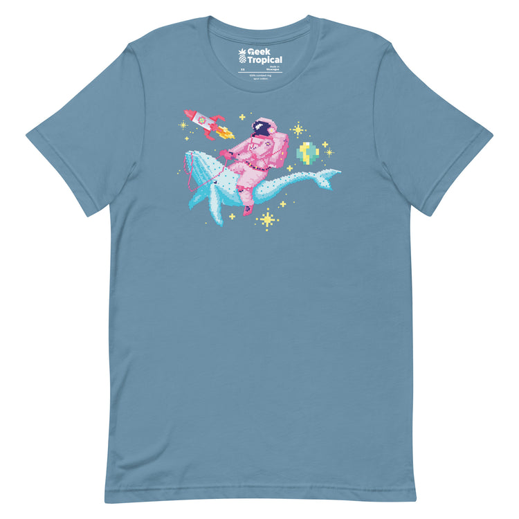 Astronaut Riding Space Whale T-Shirt Geek Nerd Advertise to Meta Elle Fantasy Prints