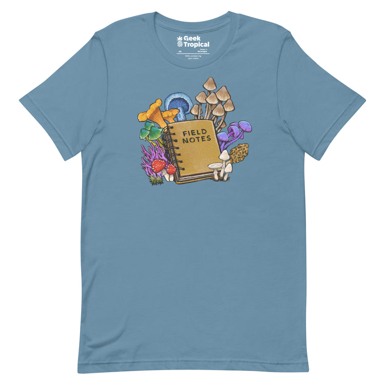 Mushroom Field Notes T-Shirt Geek Nerd Advertise to Meta Botany Print Elle