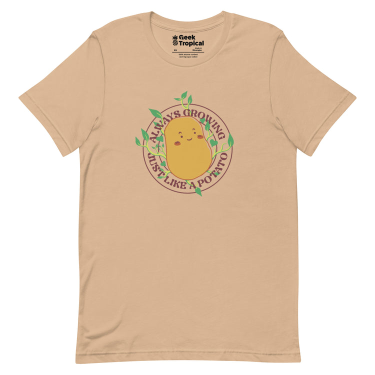 Always Growing Just Like a Potato T-Shirt Geek Nerd Botany Print Design by Tobe Fonseca Funny Prints