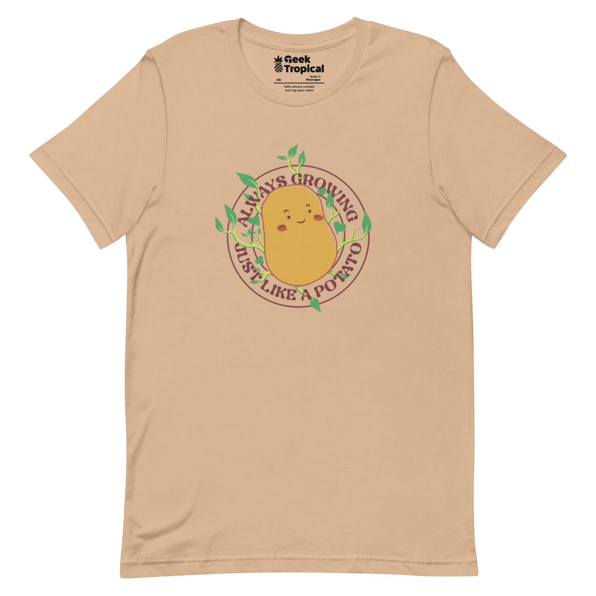 Always Growing Just Like a Potato T-Shirt Geek Nerd Botany Print Design by Tobe Fonseca Funny Prints