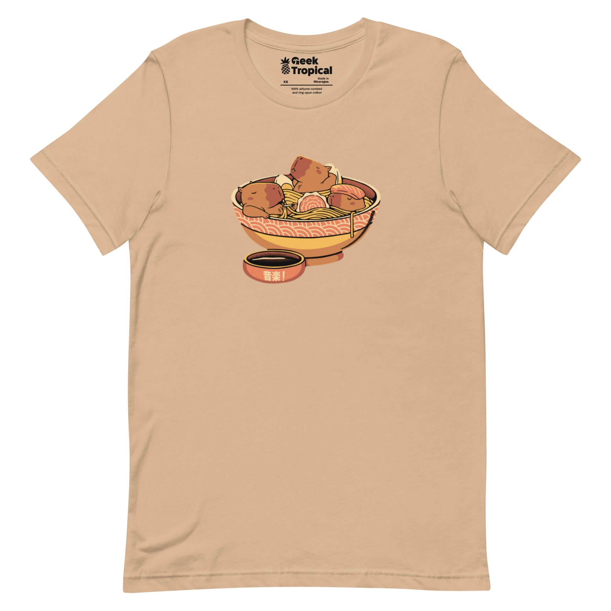 Capybara Cute Ramen T-Shirt Geek Nerd Animal Patterns Design by Tobe Fonseca FLOW DESC WRITING
