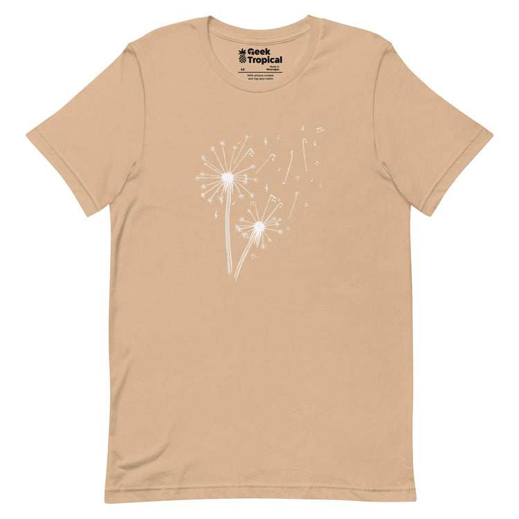Dandelion Musical Notes T-Shirt Geek Nerd Botany Print Design by Tobe Fonseca FLOW DESC WRITING