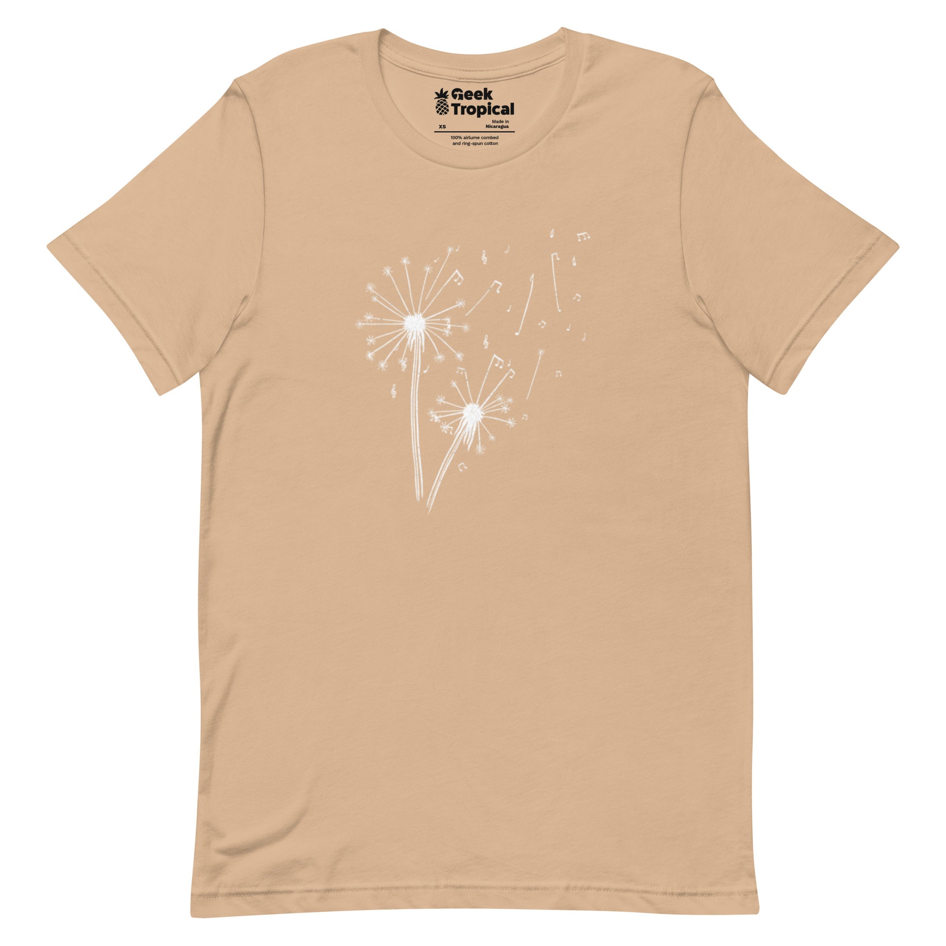 Dandelion Musical Notes T-Shirt Geek Nerd Botany Print Design by Tobe Fonseca FLOW DESC WRITING
