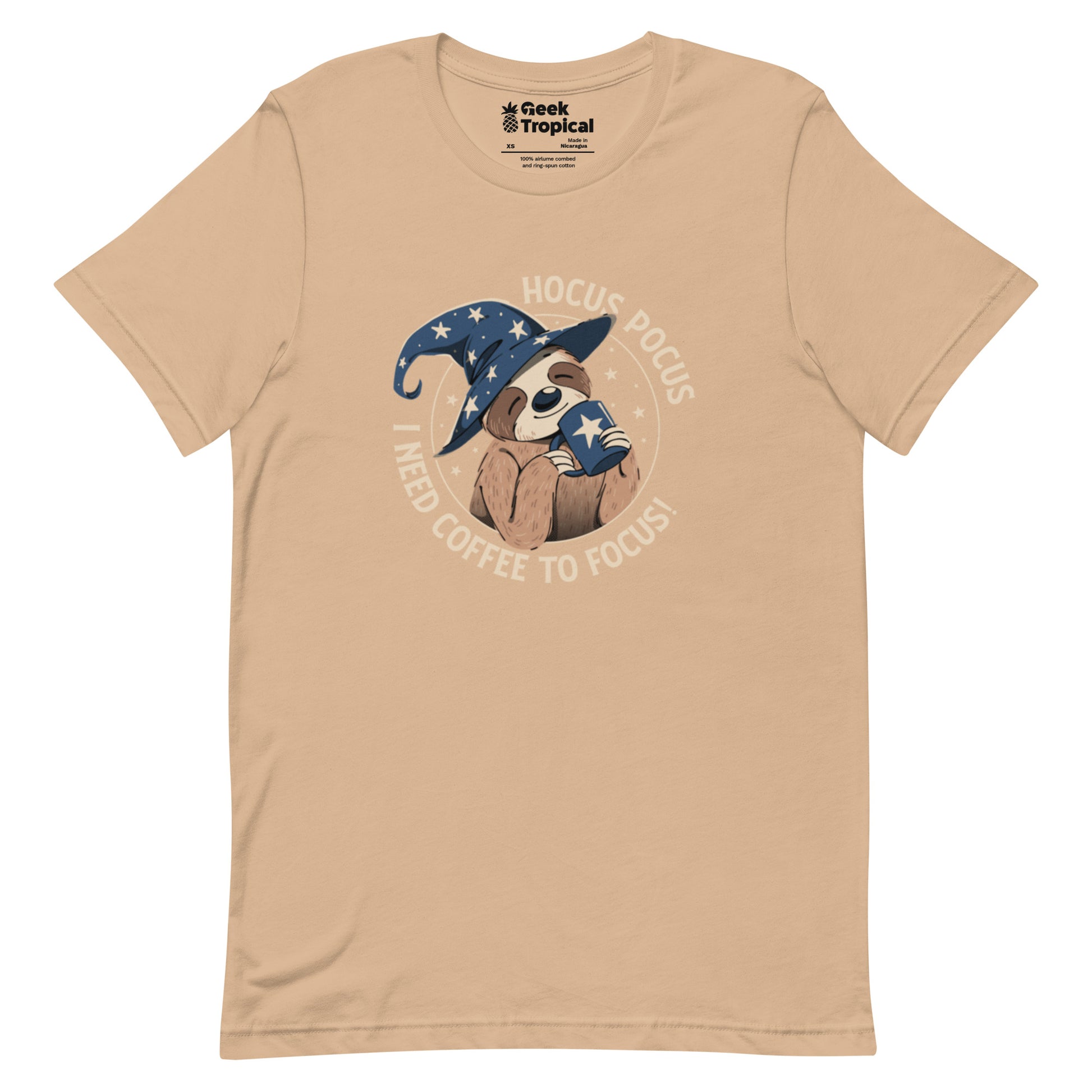 Hocus Pocus Coffee Focus Sloth T-Shirt Geek Nerd