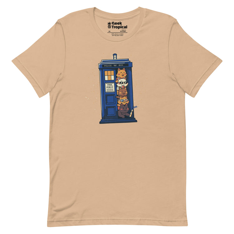 Tardis Cats T-Shirt Geek Nerd Advertise to Meta Animal Patterns Design by Tobe Fonseca
