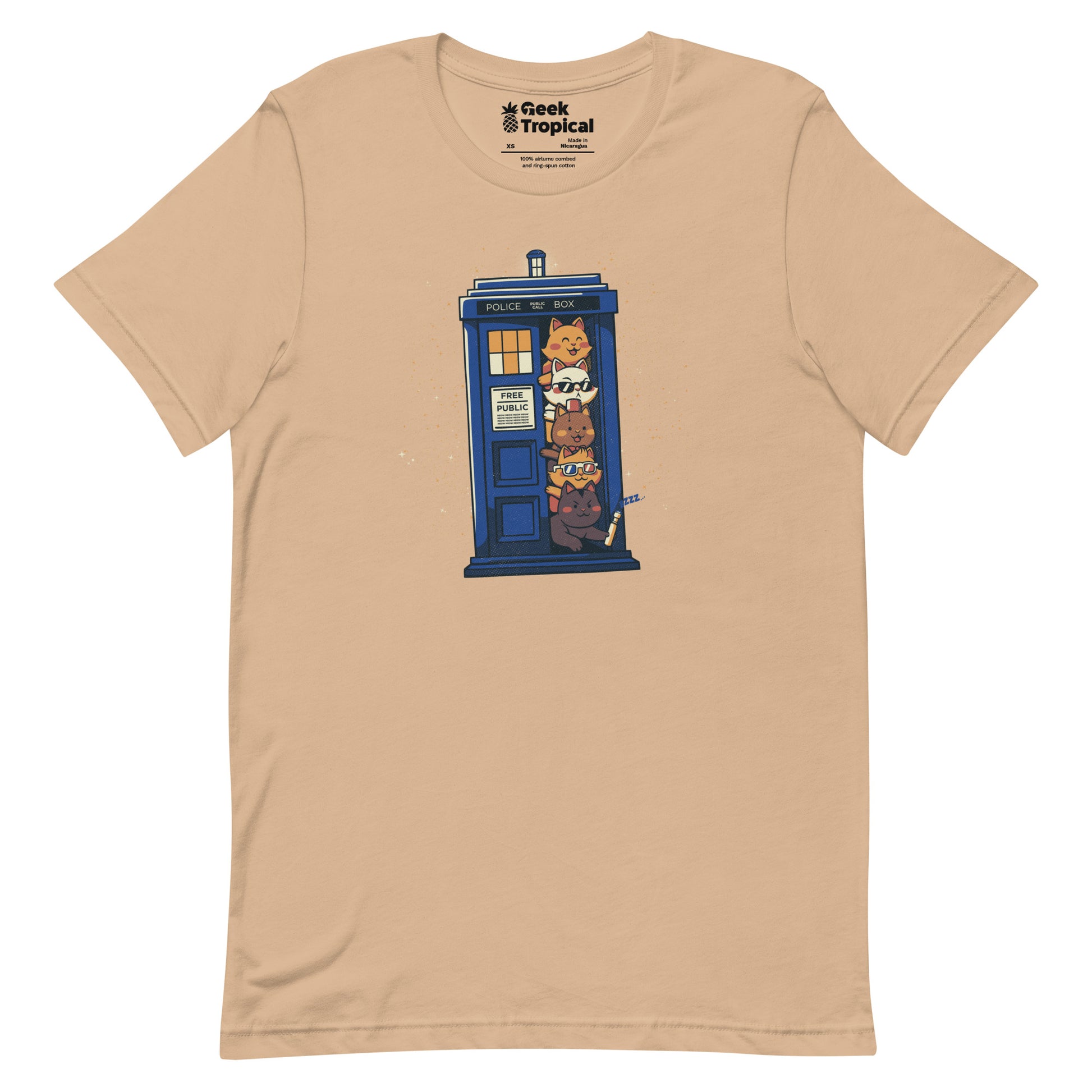 Tardis Cats T-Shirt Geek Nerd Advertise to Meta Animal Patterns Design by Tobe Fonseca