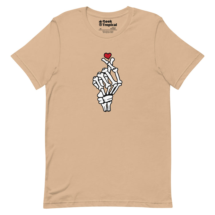 Skeleton Heart Hand T-Shirt Geek Nerd Advertise to Meta Design by Tobe Fonseca FLOW DESC WRITING