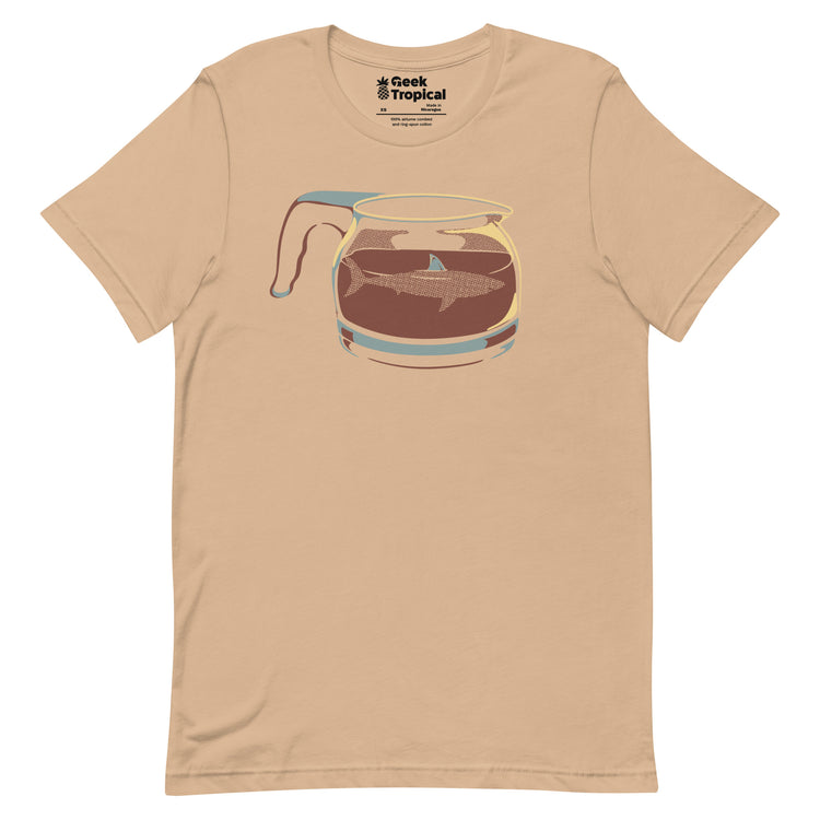 Coffee Jar Shark - Dangerous and Caffeinated T-Shirt Geek Nerd Advertise to Meta Animal Patterns Design by Tobe Fonseca