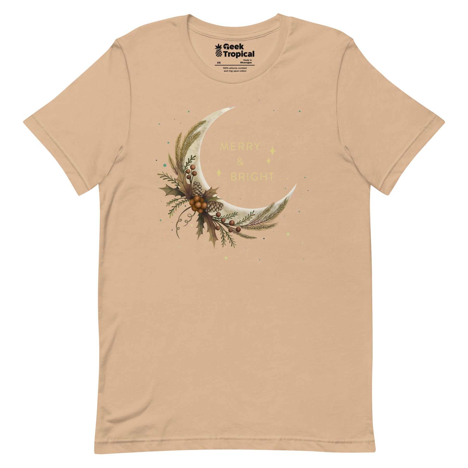 Merry And Bright T-Shirt Geek Nerd Advertise to Meta Christmas Print Design by Episodic Drawing