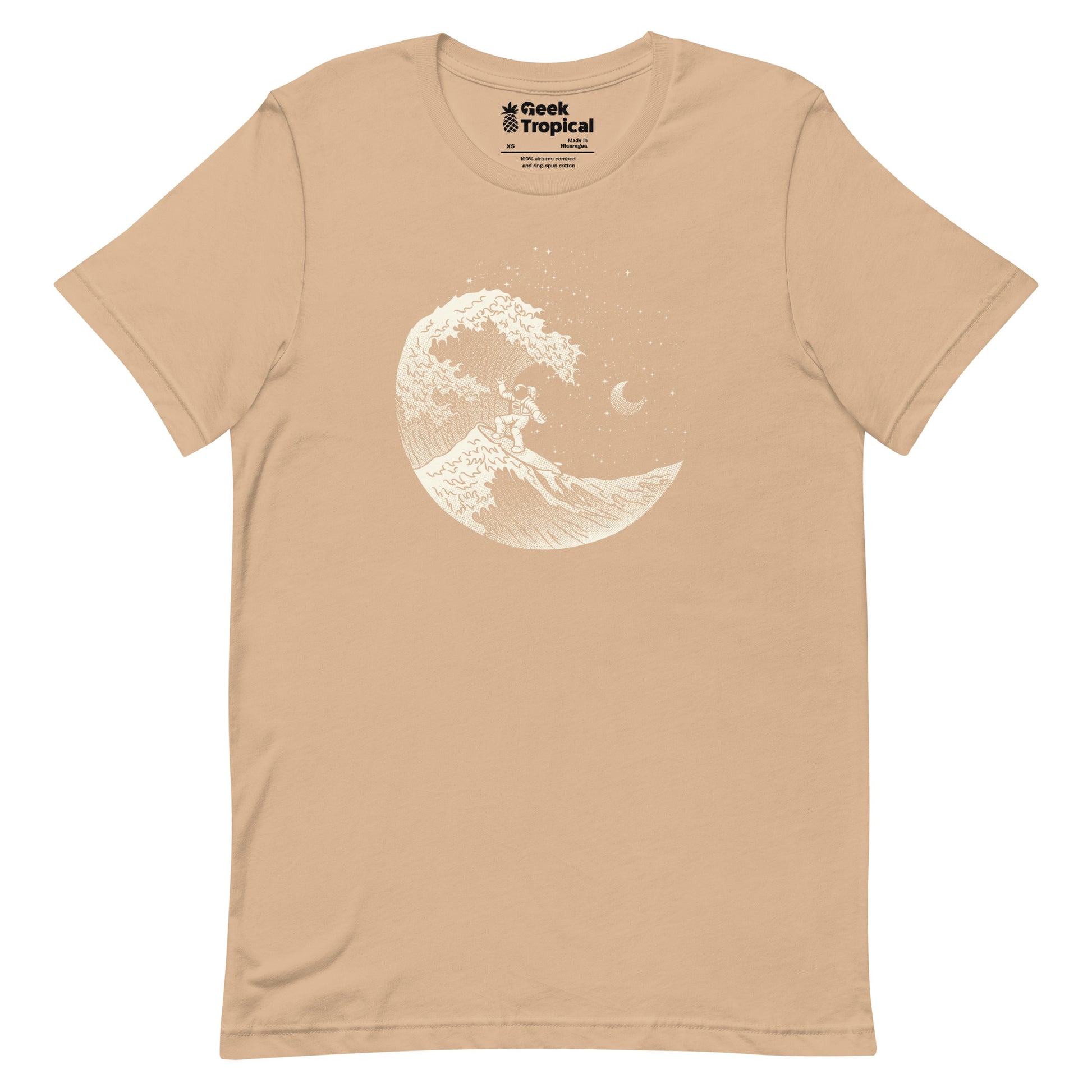Astronaut Surfing Kanagawa Wave T-Shirt Geek Nerd Advertise to Meta Design by Tobe Fonseca Fantasy Prints