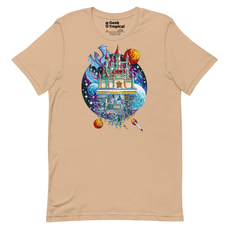 Castle Space City T-Shirt Geek Nerd Advertise to Meta Fantasy Prints FLOW DESC WRITING