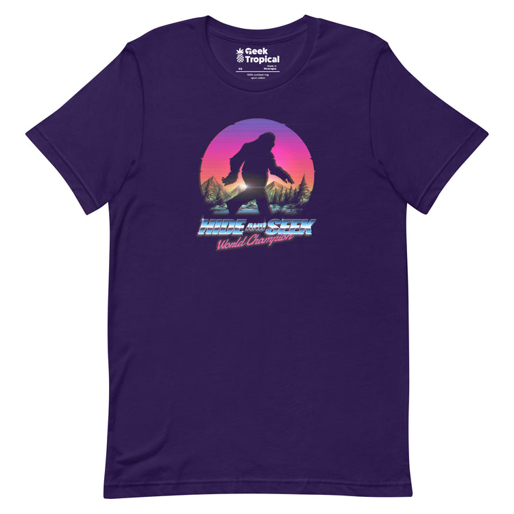 Hide And Seek World Champion Shirt Bigfoot is Real T-Shirt Geek Nerd Advertise to Meta Botany Print Design by Tobe Fonseca
