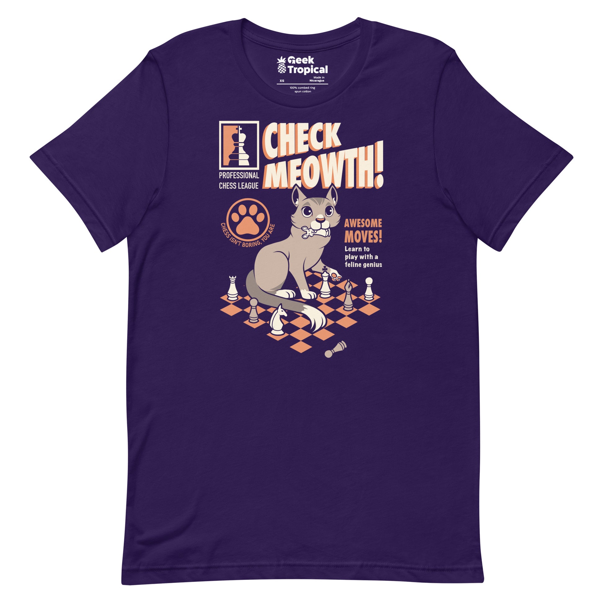 Check Cat Chess T-Shirt Geek Nerd Advertise to Meta Animal Patterns board game print