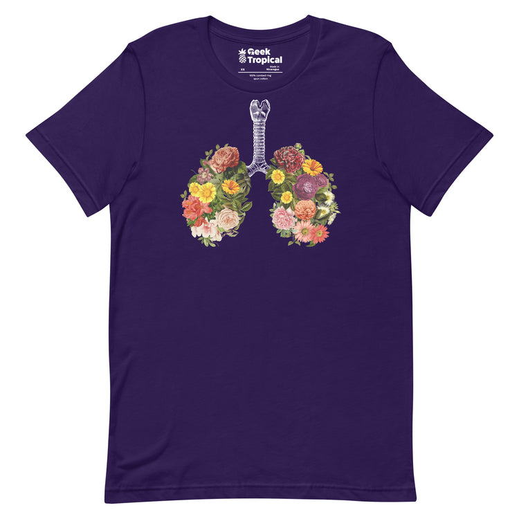 Breathing Spring Flower Lungs Black T-Shirt Geek Nerd Advertise to Meta Botany Print Design by Tobe Fonseca