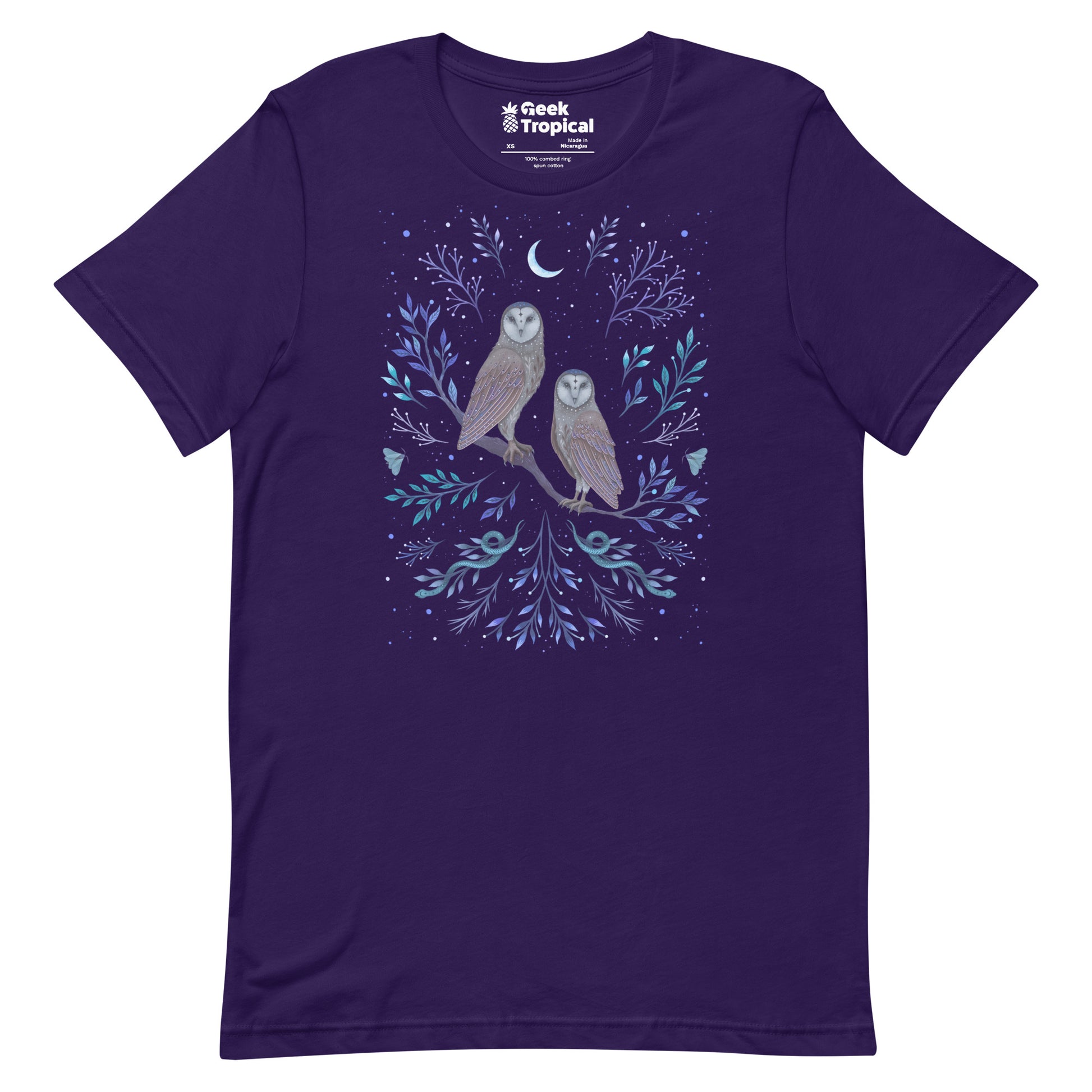 Owls In The Moonlight T-Shirt Geek Nerd Advertise to Meta Animal Patterns Design by Episodic Drawing