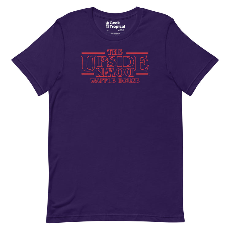 Upside Down Waffle House T-Shirt Geek Nerd Advertise to Meta FLOW DESC WRITING Funny Prints