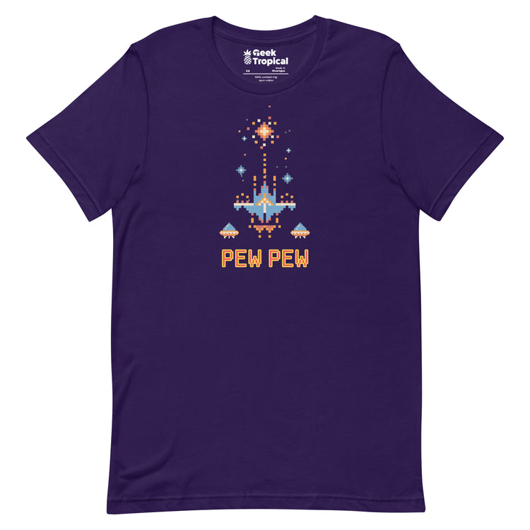 Pew Pew Retro Arcade T-Shirt Geek Nerd Advertise to Meta Elle FLOW DESC WRITING
