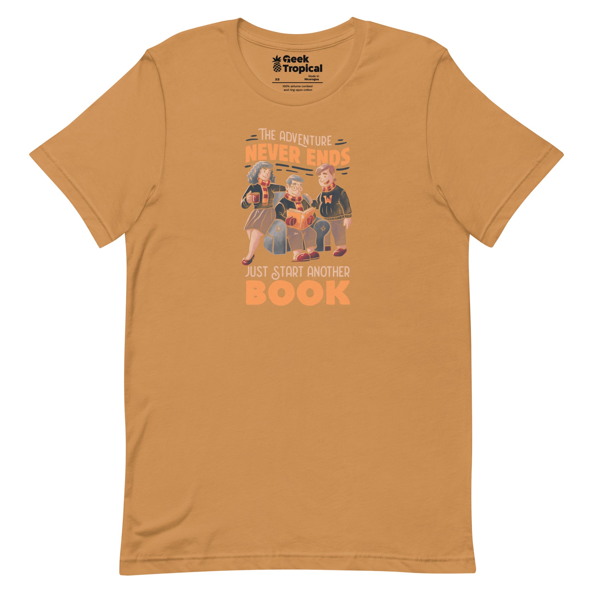 The Adventure Never Ends Just Start Another Book T-Shirt Geek Nerd Advertise to Meta Book Prints Design by Tobe Fonseca