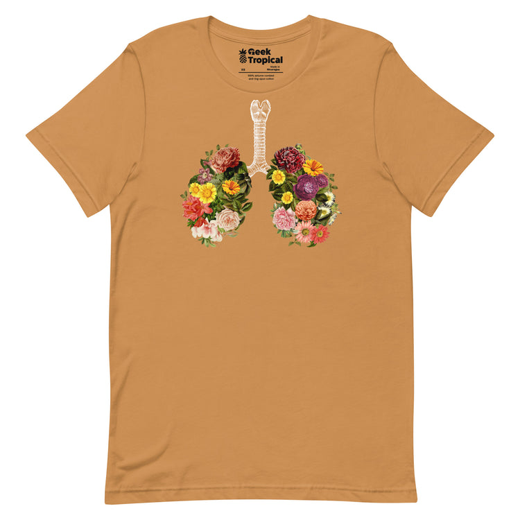 Breathing Spring Flower Lungs Black T-Shirt Geek Nerd Advertise to Meta Botany Print Design by Tobe Fonseca