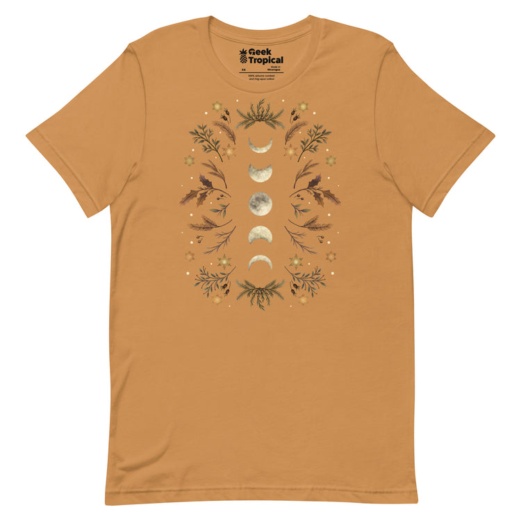 Moonlight Garden Winter Brown T-Shirt Geek Nerd Advertise to Meta Botany Print Design by Episodic Drawing
